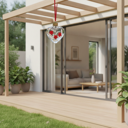 Hanging Hummingbird Feeder — Clear Heart & Globe Nectar Bird Feeder for Garden & Outdoor