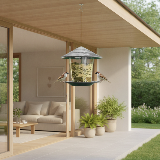 Hanging Bird Feeder — Easy-Fill Clear Outdoor Wild Bird Seed Feeder for Garden & Backyard