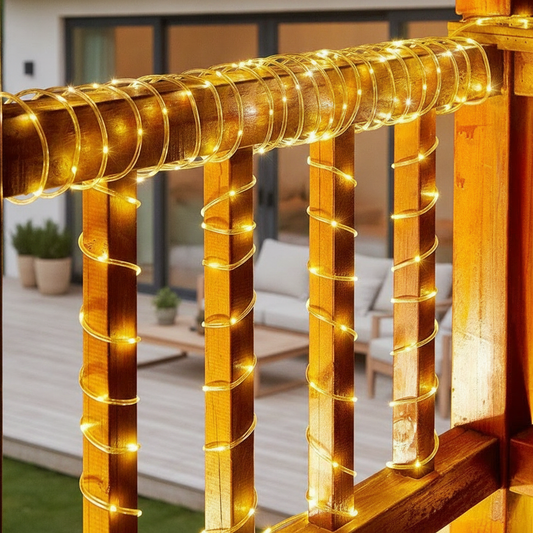 Solar Rope Lights Outdoor Waterproof LED String for Garden and Deck