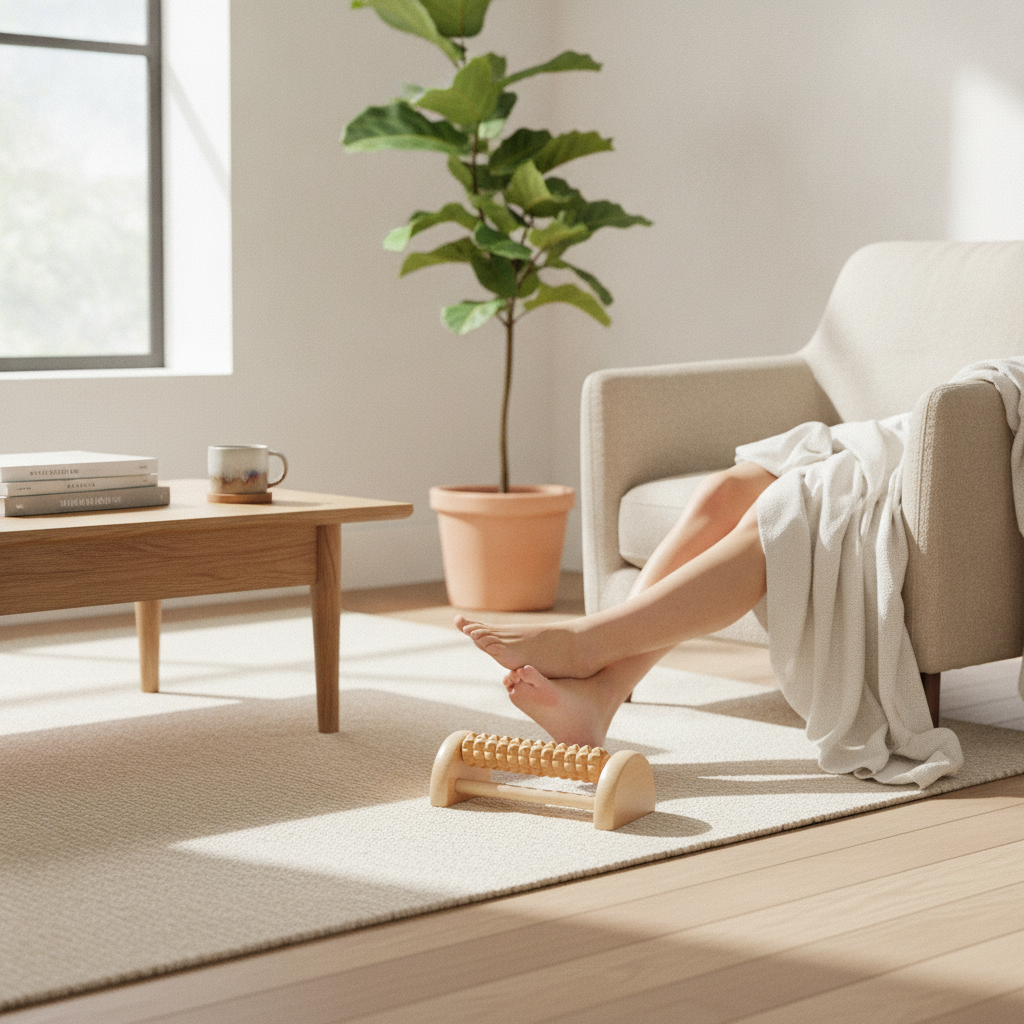 Wooden Foot Massage Roller, Handheld Reflexology Roller for Tired Feet