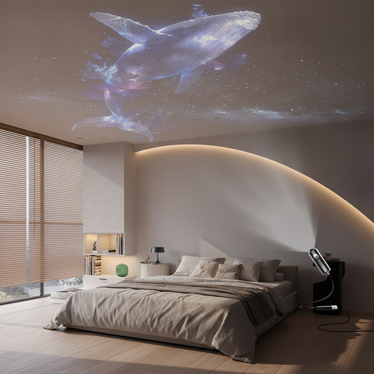 LED Galaxy Projector Light — USB Whale Pattern Mood Lamp for Bedroom Ceiling & Kids Room