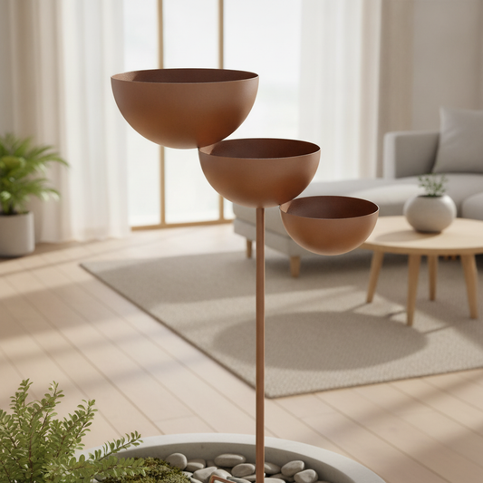 3-Tier Bird Bath Garden Stake, Cascading Metal Bird Water Bowl Feeder
