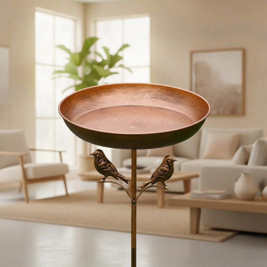 Freestanding Bird Bath & Feeder Bowl - Metal Garden Stake