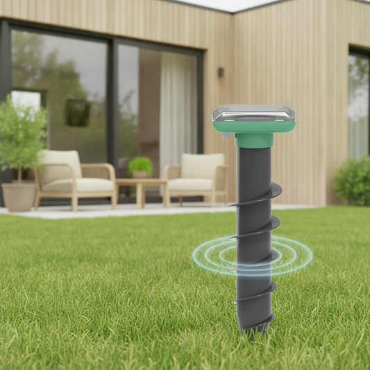 Solar Ultrasonic Mole Repeller Stakes, Outdoor Yard Animal Deterrent