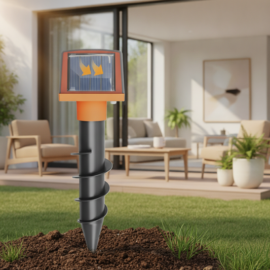 Solar Pest Repeller Stakes - Outdoor Sonic Mole & Rodent Deterrent