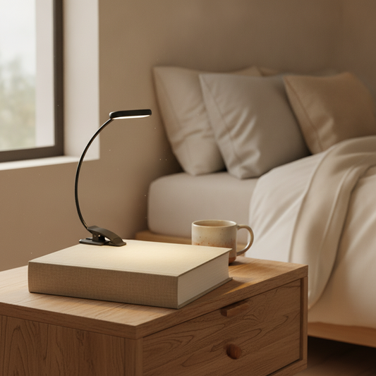 Rechargeable Clip-On Book Light — 14 LED, 3 Color Modes, Dimmable Reading Light for Books & Bed