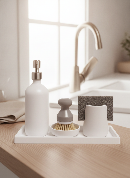 Silicone Bathroom Tray Vanity Organizer for Soap & Jewelry