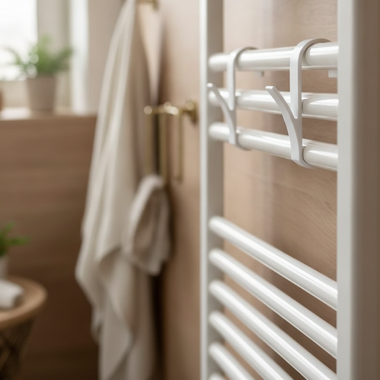 Radiator Towel Hanger Clips, White Heated Rail Hooks Set