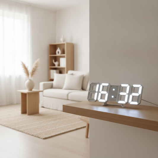3D LED Digital Wall Clock with Night Mode, Modern Decor
