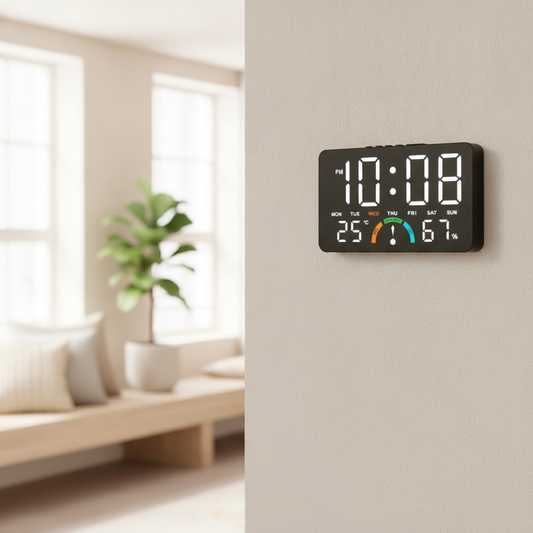 Digital Wall Clock With Temperature and Humidity Display
