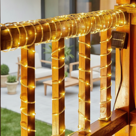 Solar Rope Lights Outdoor Waterproof LED String for Garden and Deck