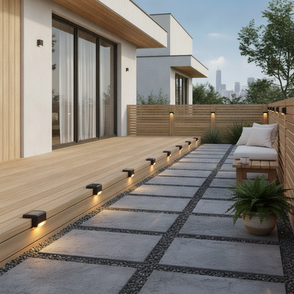 Solar LED Deck Lights Outdoor — Bronze Step & Fence Lamps for Patio Stairs Garden Pathway