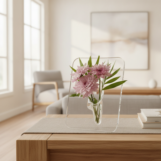 Clear Acrylic Frame Flower Vase, Modern Decorative Art Vase