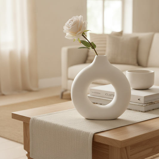 Donut Shape Ceramic Vase for Modern Home Decor