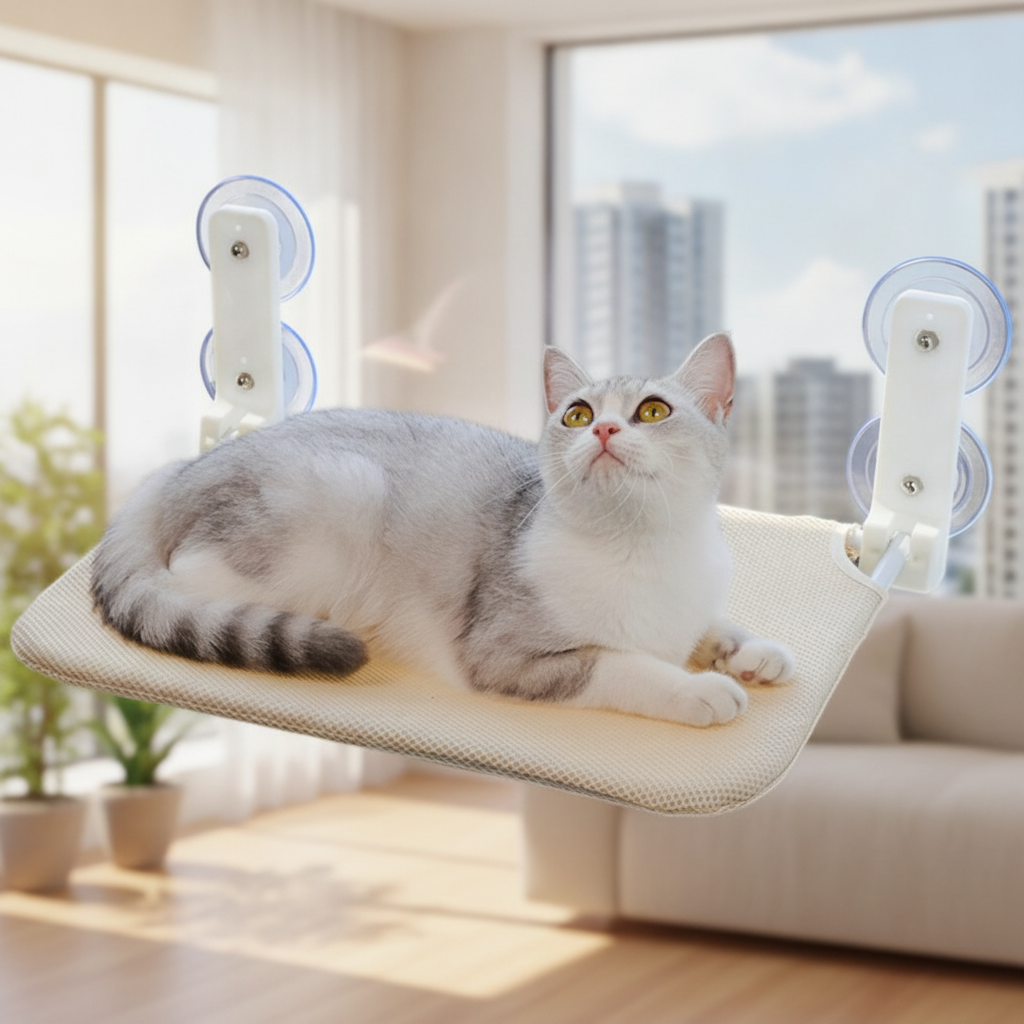 Cat Window Perch Hammock With Suction Cups, Folding Cat Bed
