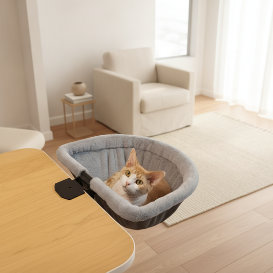 Foldable Clip-On Cat Bed for Desk, Space-Saving Pet Perch