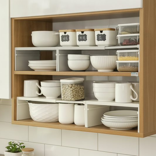 Stretchable Cabinet Shelf Organizer for Kitchen Storage