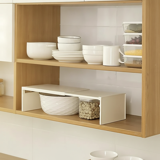 Retractable Cabinet Shelf Organizer — Expandable Kitchen Rack for Cupboard & Pantry