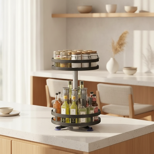 Rotating Kitchen Spice Rack Turntable Storage Organizer for Counter