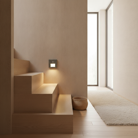 Recessed LED Step Light with PIR Motion Sensor — Indoor Stair & Hallway Wall Night Light