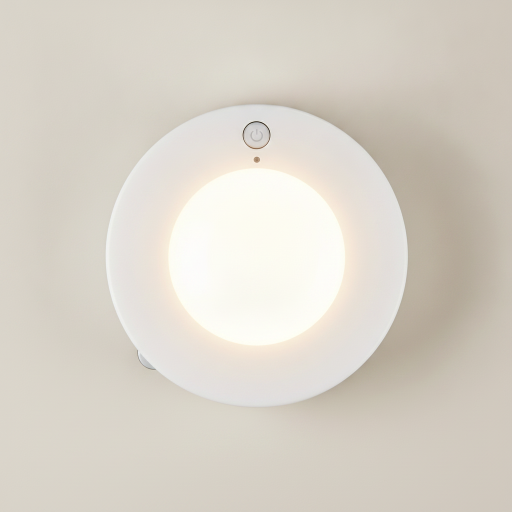 Round Rechargeable LED Night Light — Touch Switch Wall Sconce Lamp for Bedroom & Hallway
