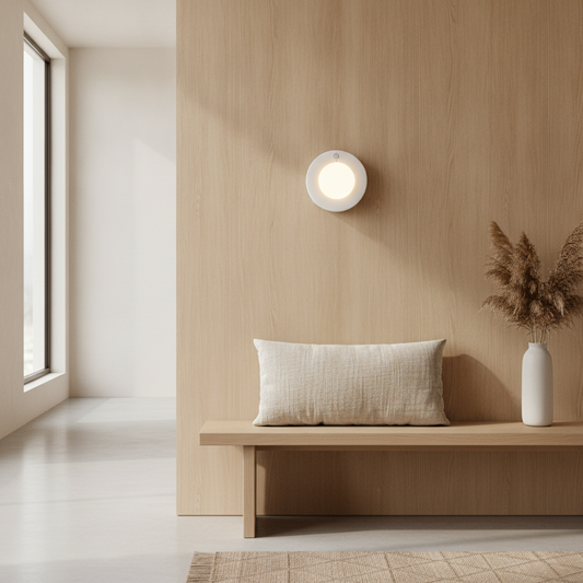 Round Rechargeable LED Night Light — Touch Switch Wall Sconce Lamp for Bedroom & Hallway