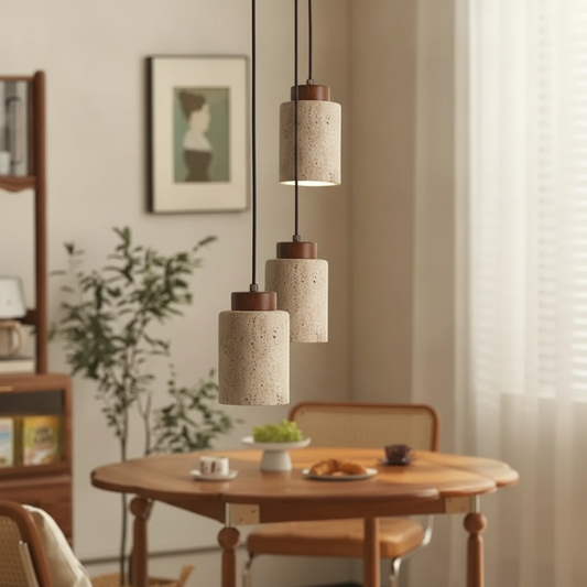Japanese Style Travertine Pendant Light for Bedroom