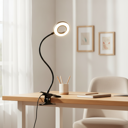 Clip-On LED Desk Lamp — Flexible Gooseneck USB Reading Light for Desk, Bed & Office
