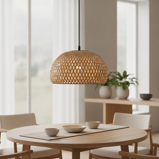 Handwoven Bamboo Rattan Dome Pendant Light