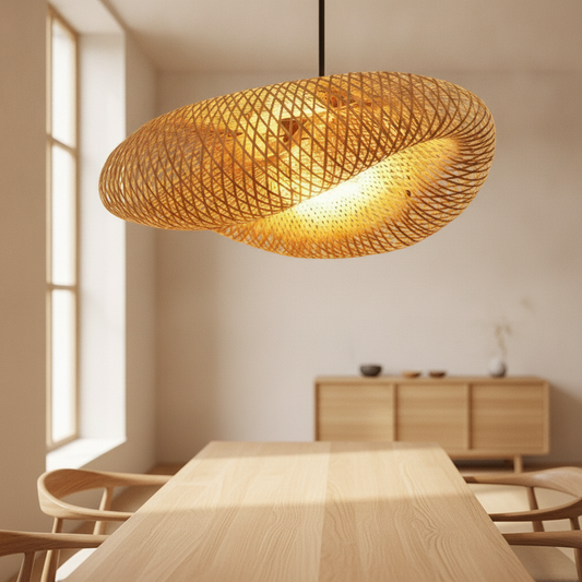 Handmade Woven Bamboo Pendant Light Rustic Hanging Lamp