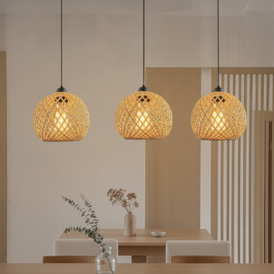 Handmade Rattan Bamboo Pendant Light for Kitchen and Dining