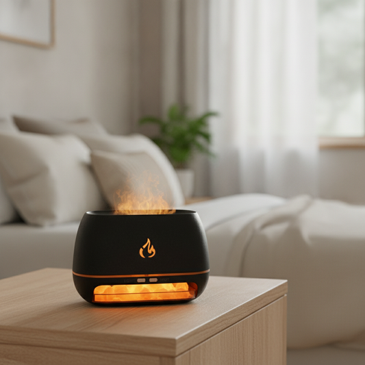 Salt Rock Flame-Effect Night Light with Warm Glow