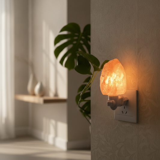 Natural Himalayan Salt Lamp Night Light, Warm Crystal Rock Glow