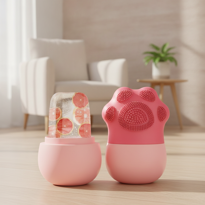 Ice Face Roller Set with Cleansing Brush & Scrubber Mat — Cooling Beauty Kit for Women