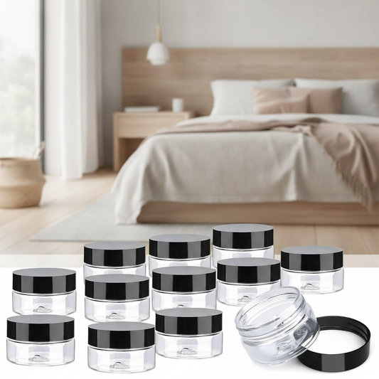 Empty Travel Cream Jars — 12-Pack Refillable Sample Containers with Leak-Proof Lids
