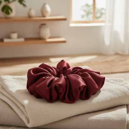 Oversized Satin Scrunchie for Women — Big Volumizing Elastic Hair Tie for Ponytails