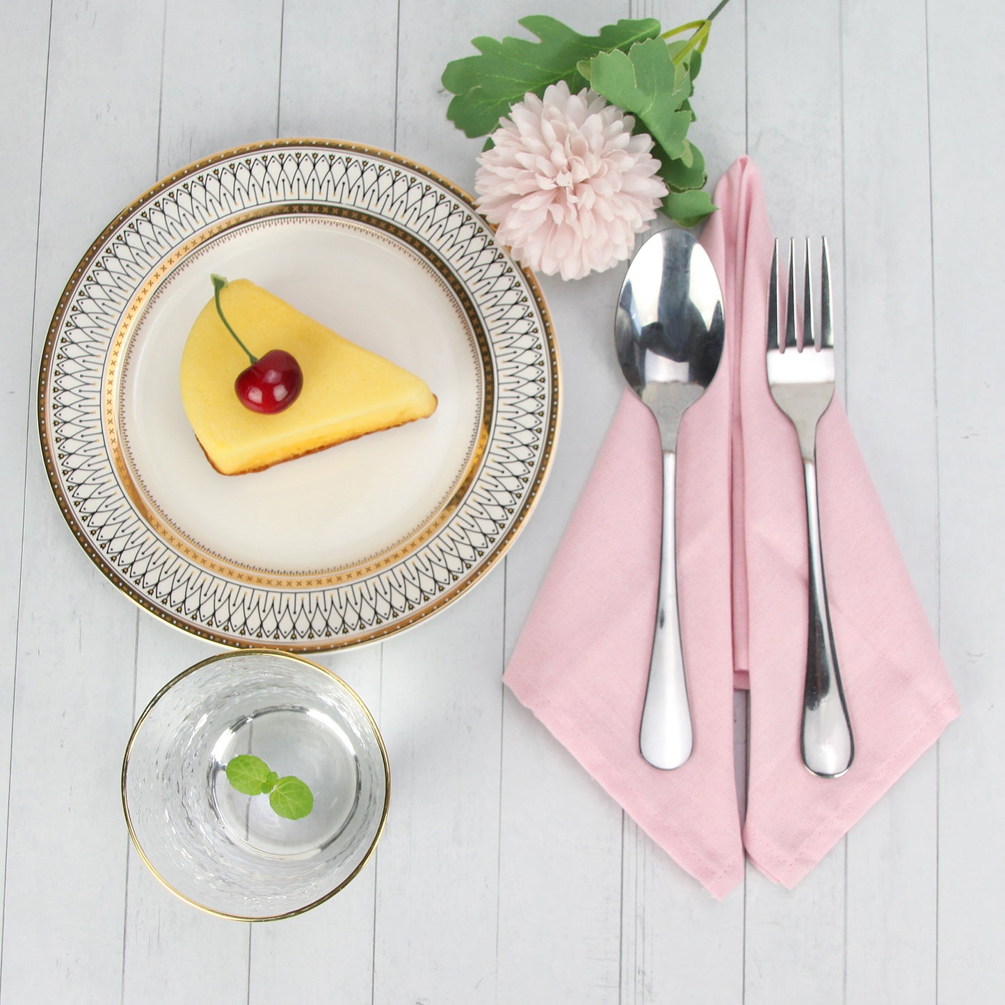 Set of 12 Cotton Linen Cloth Napkins — 40x40cm Reusable Dinner Set