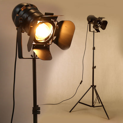 Industrial Tripod Spotlight Floor Lamp in Matte Black
