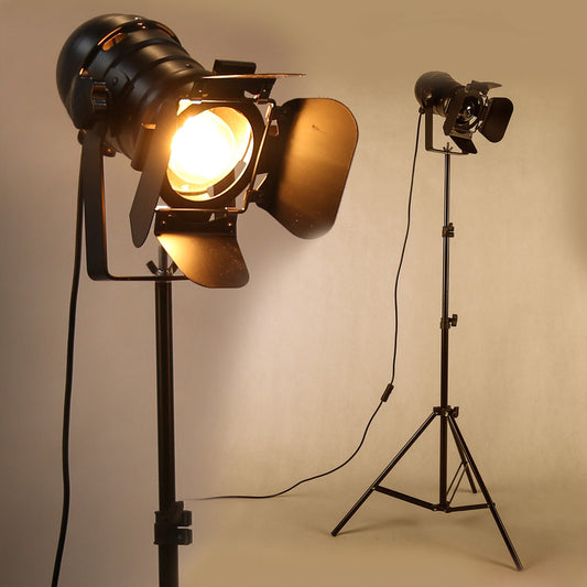 Industrial Tripod Spotlight Floor Lamp in Matte Black