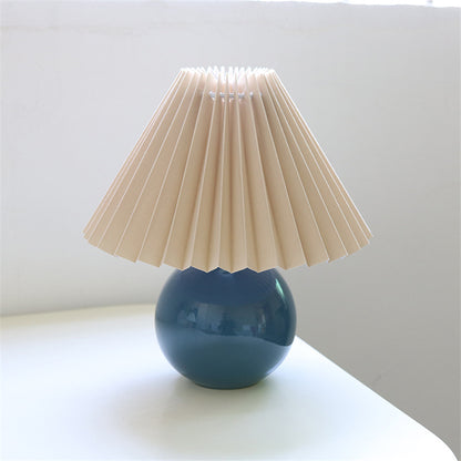 Nordic Ceramic Table Lamp - Pleated Shade Bedside Desk Lamp