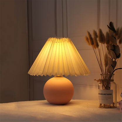 Nordic Ceramic Table Lamp - Pleated Shade Bedside Desk Lamp