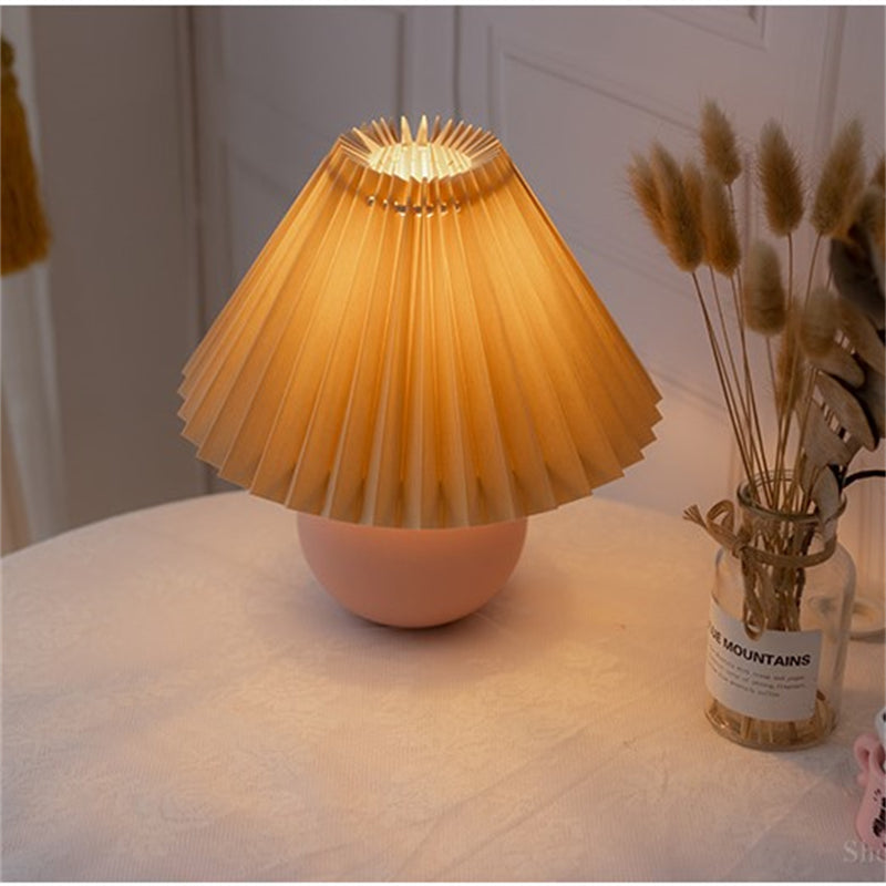Nordic Ceramic Table Lamp - Pleated Shade Bedside Desk Lamp