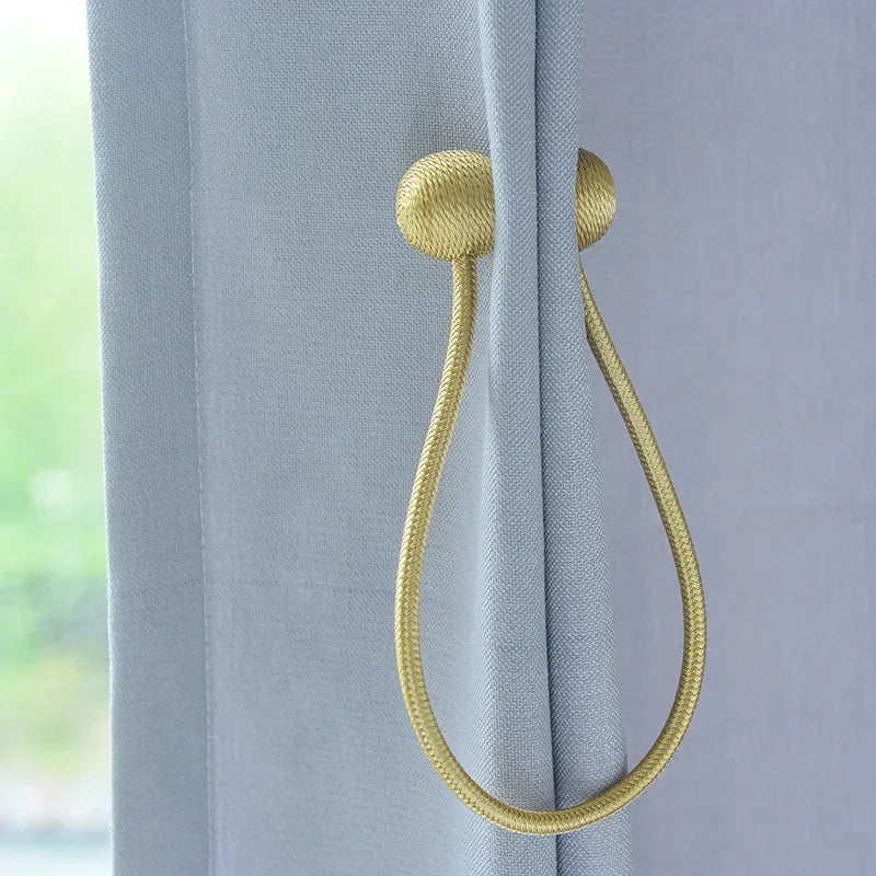 Magnetic Ball Curtain Tiebacks — No-Drill Rope Holdbacks (Pair)