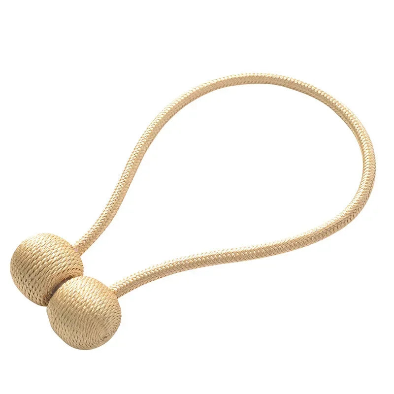 Magnetic Ball Curtain Tiebacks — No-Drill Rope Holdbacks (Pair)