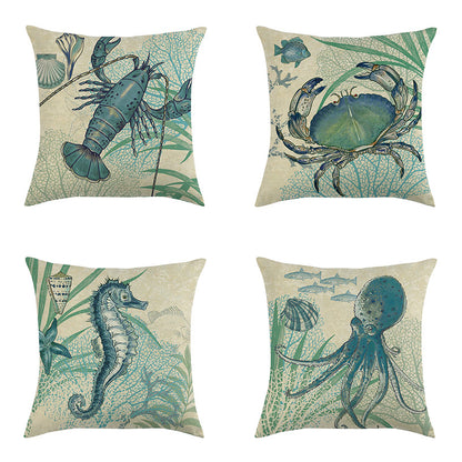 Coastal Sea Life Throw Pillow Covers, Starfish Shell Cushion Covers