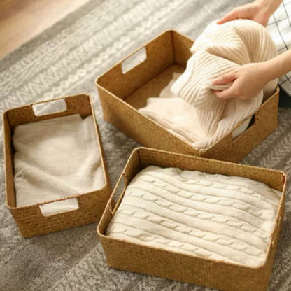 Large Woven Seagrass Storage Basket - Natural Decor Organizer Bin