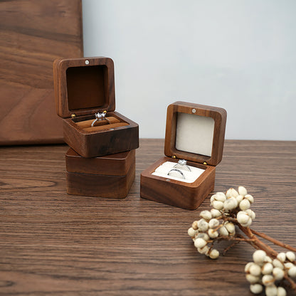 Walnut Wood Ring Box - Wedding Jewelry Keepsake Gift Case