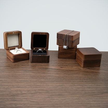 Walnut Wood Ring Box - Wedding Jewelry Keepsake Gift Case