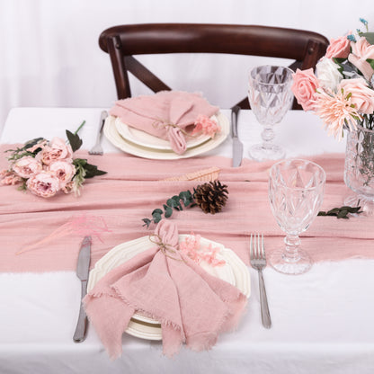 Retro Gauze Cotton Table Runner, Dusty Pink Cheesecloth