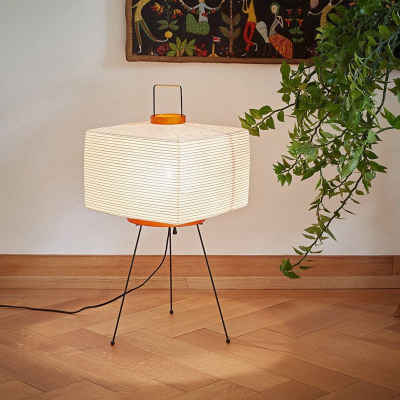 Wabi-Sabi Rice Paper Tripod Floor Lamp for Bedroom